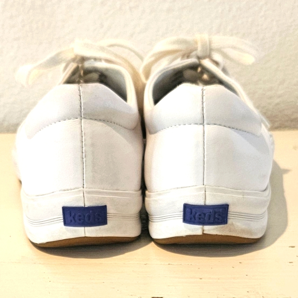 Worn Twice - KEDS - White Lace-up Leather Sneakers- Size 7 Womens - Picture 5 of 10